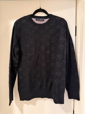 Louis Vuitton Men’s Black Monogram Sweater Size Small